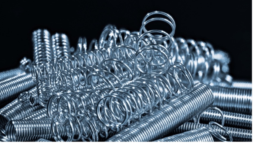 A close-up of several metal springs