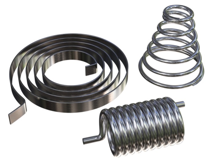 Several metal springs and coils