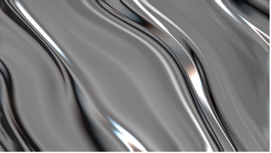 A close-up of a silver wavy surface