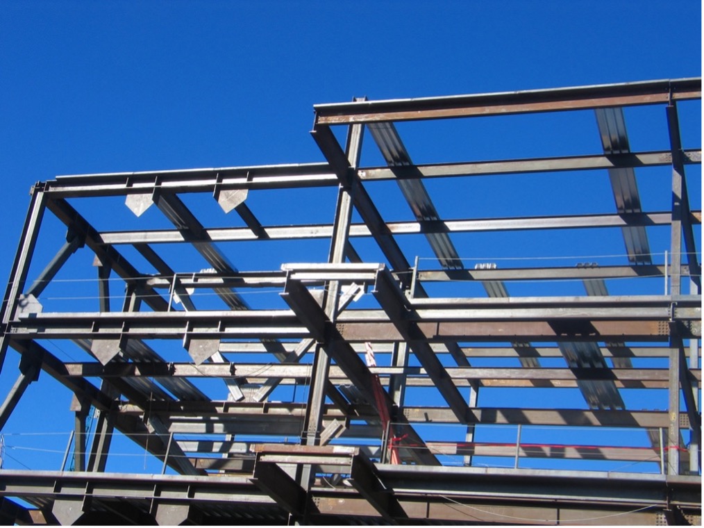 A close-up of a steel structure